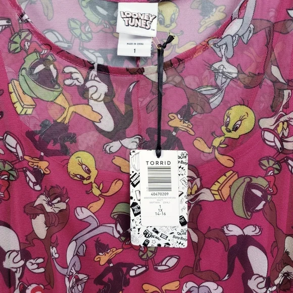 Torrid Looney Tunes Mesh BodyCon Dress Club Rave Punk - Picture 7 of 8
